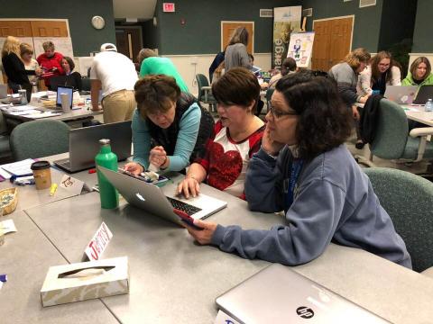 Teachers working at Ocracoke.